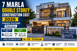 7 Marla Double Storey Construction Cost 2026 | Complete Grey Structure & Finishing Cost Guide Pakistan