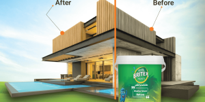 Weather shield paint is used on exterior walls to protect against sunlight, rain, and moisture.